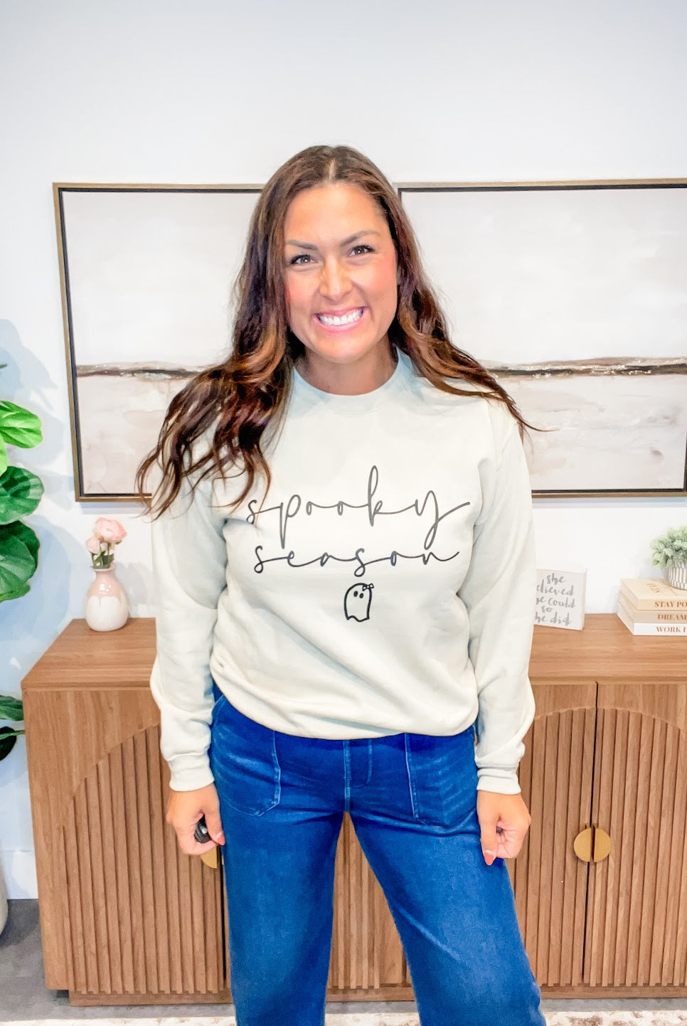 Spooky Season Ghost Sweatshirt (S-3XL)-150 Sweatshirts/Hoodies-Chloe Vs Tank-Hello Friends Boutique-Woman's Fashion Boutique Located in Traverse City, MI