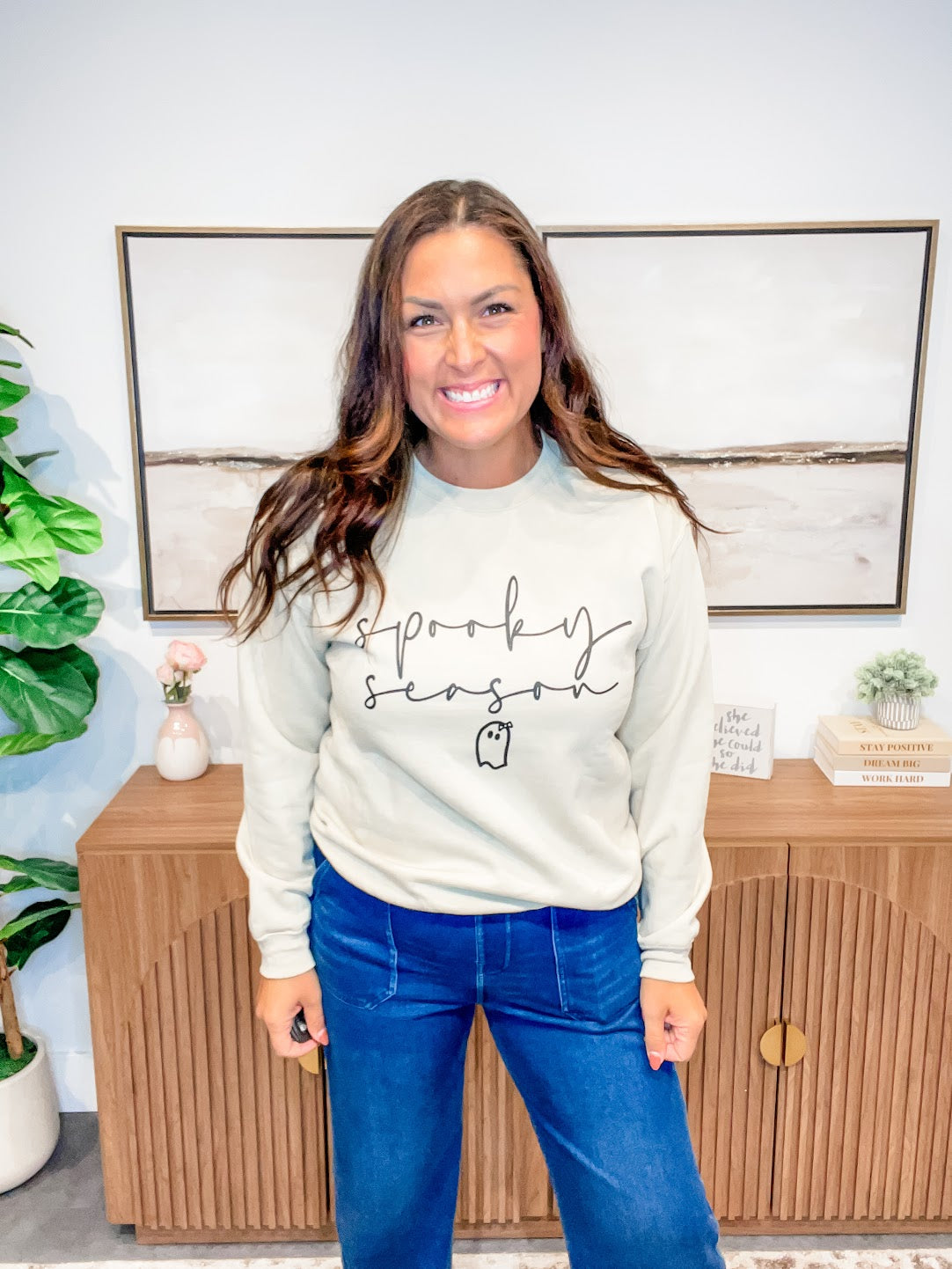 Spooky Season Ghost Sweatshirt (S-3XL)-150 Sweatshirts/Hoodies-Chloe Vs Tank-Hello Friends Boutique-Woman's Fashion Boutique Located in Traverse City, MI