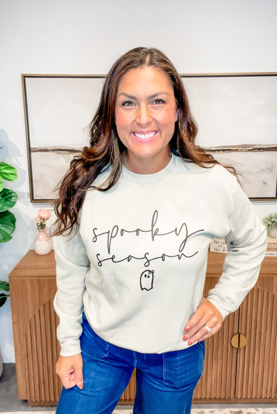 Spooky Season Ghost Sweatshirt (S-3XL)-150 Sweatshirts/Hoodies-Chloe Vs Tank-Hello Friends Boutique-Woman's Fashion Boutique Located in Traverse City, MI