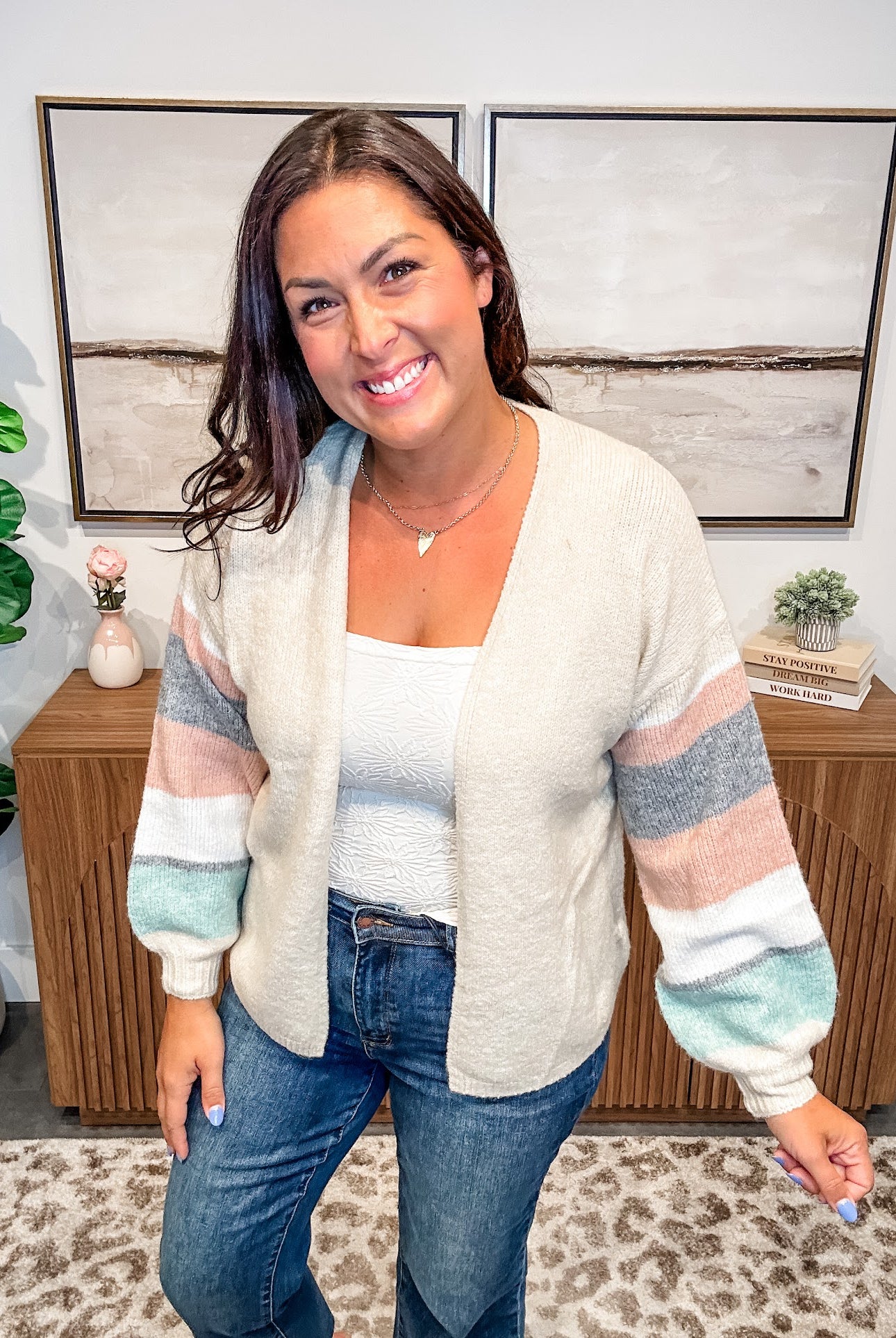 The Cozy Contrast Cardigan (S/M-2X/3X)-160 Cardigans/Kimonos-COZY CO-Hello Friends Boutique-Woman's Fashion Boutique Located in Traverse City, MI