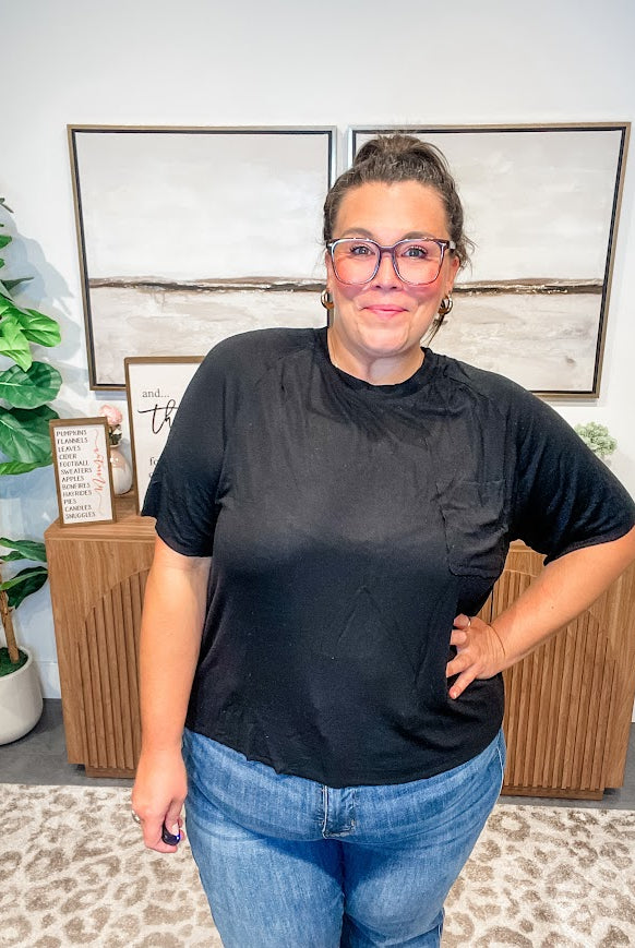 Stonewashed Serenity Tee in Black (S-L)-100 Short Sleeve-POL-Hello Friends Boutique-Woman's Fashion Boutique Located in Traverse City, MI