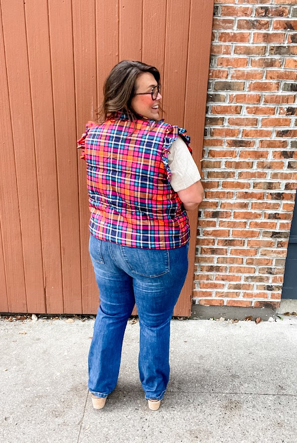 Patterned in Plaid Puffer Vest (S-2XL)-120 Sleeveless-Jess Lea Wholesale-Hello Friends Boutique-Woman's Fashion Boutique Located in Traverse City, MI