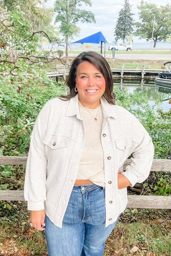 Weekend Warm-Up Jacket (S-XL)-170 Jackets-White Birch-Hello Friends Boutique-Woman's Fashion Boutique Located in Traverse City, MI