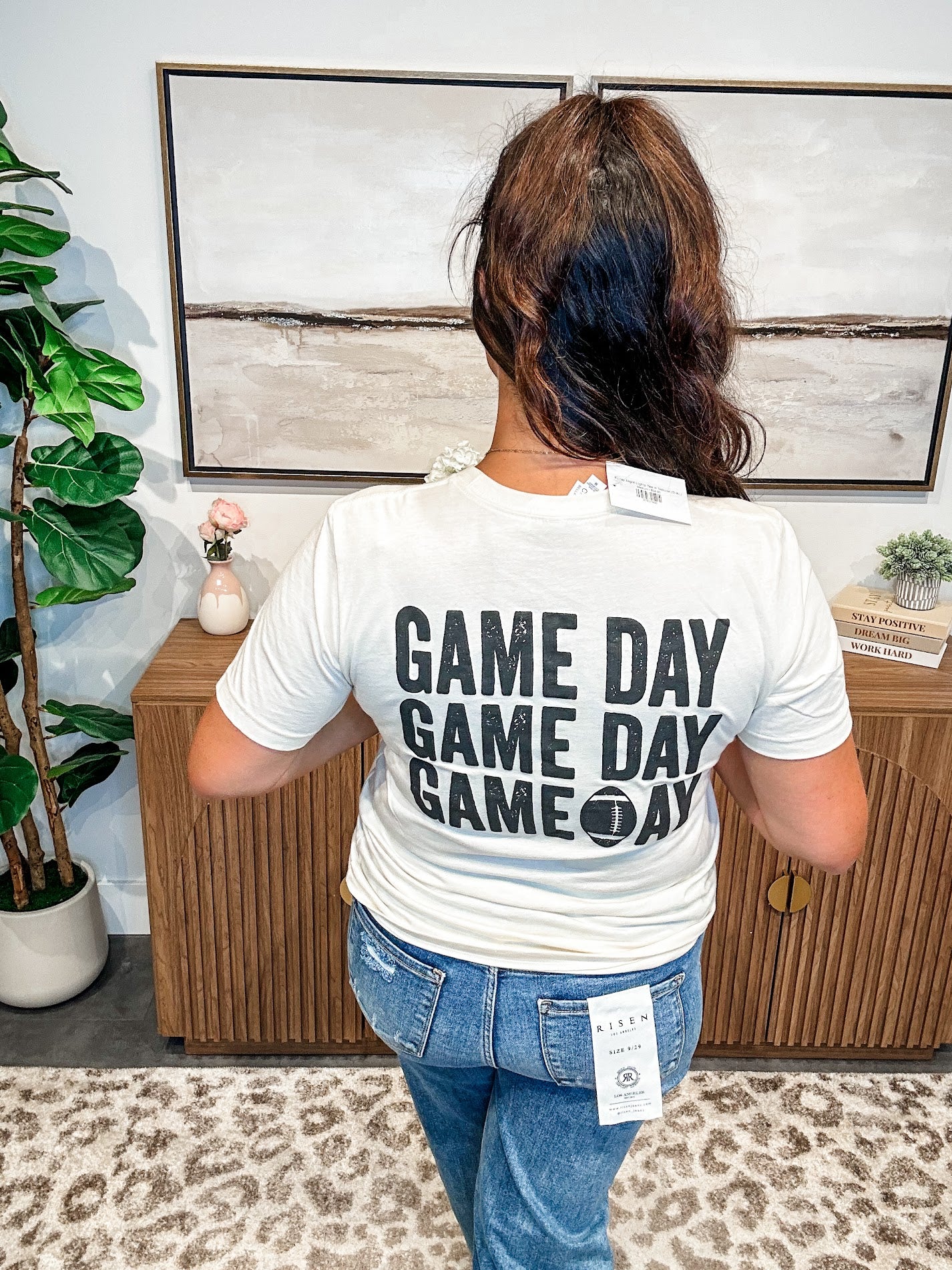 Friday Night Lights Tee in Natural (S-XL)-130 Graphic Tees-Rustee Clothing-Hello Friends Boutique-Woman's Fashion Boutique Located in Traverse City, MI