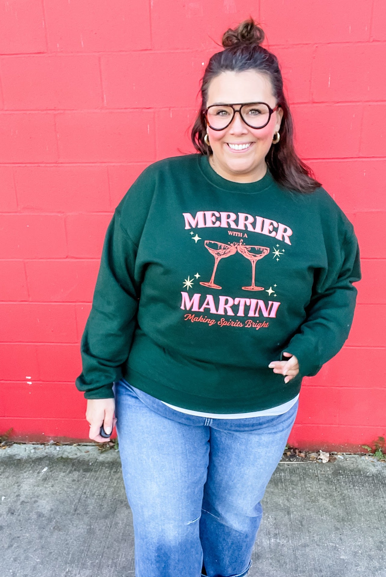 Merrier & Bright Holiday Sweatshirt (S-2XL)-150 Sweatshirts/Hoodies-Bash-Hello Friends Boutique-Woman's Fashion Boutique Located in Traverse City, MI