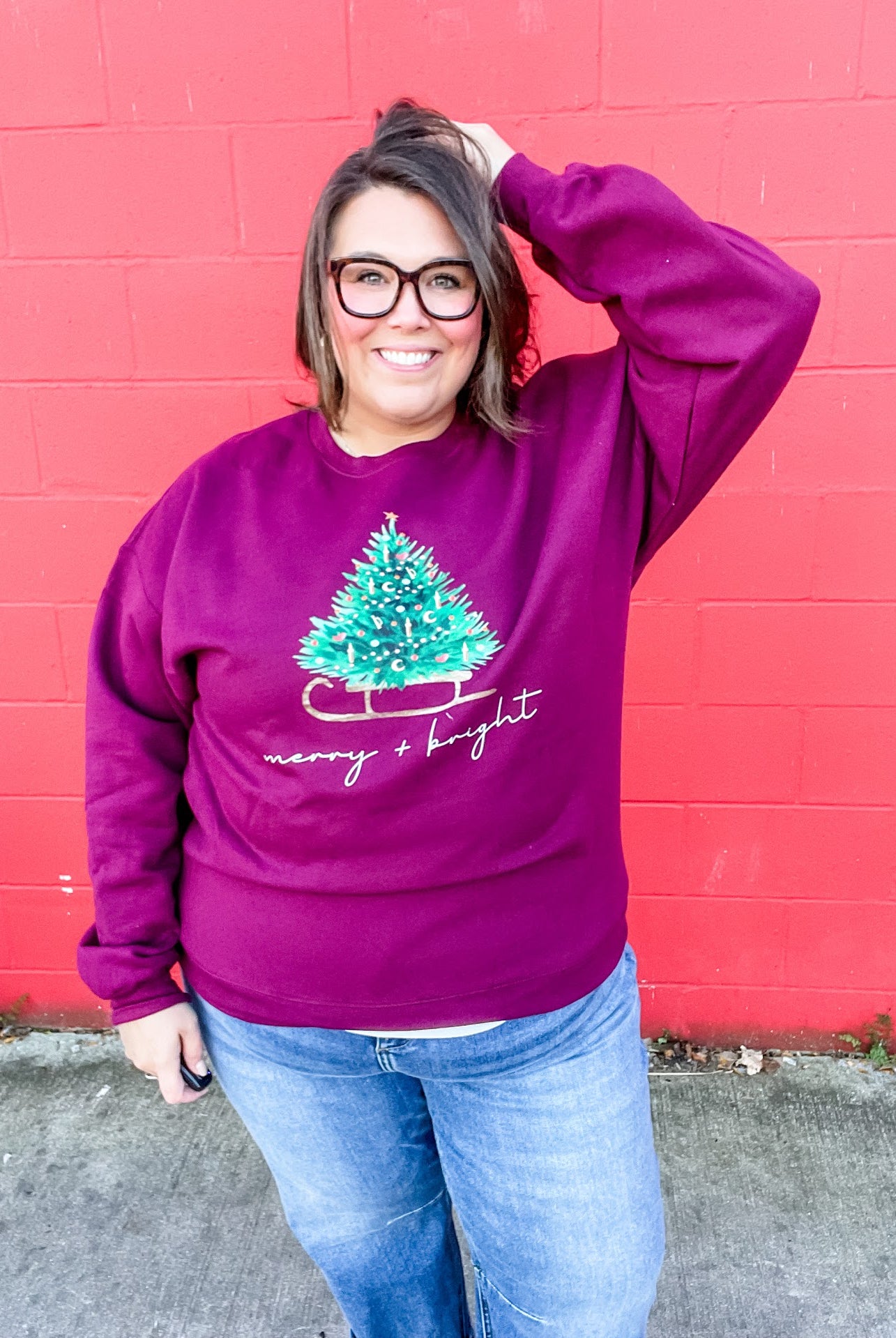 Merry & Bright Sweatshirt (S-2XL)-150 Sweatshirts/Hoodies-Refinery Number One LLC-Hello Friends Boutique-Woman's Fashion Boutique Located in Traverse City, MI