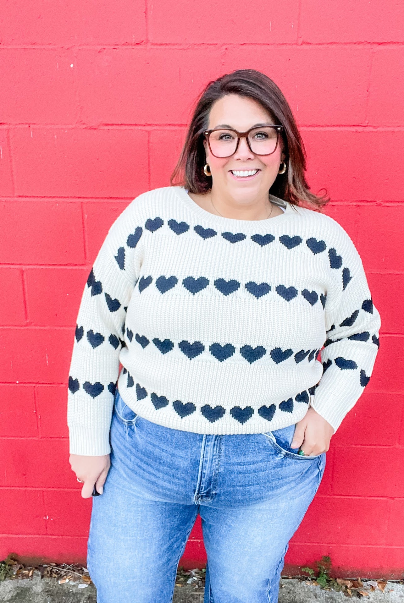 Love Line Sweater (S/M-2X/3X)-140 Sweaters-COZY CO-Hello Friends Boutique-Woman's Fashion Boutique Located in Traverse City, MI