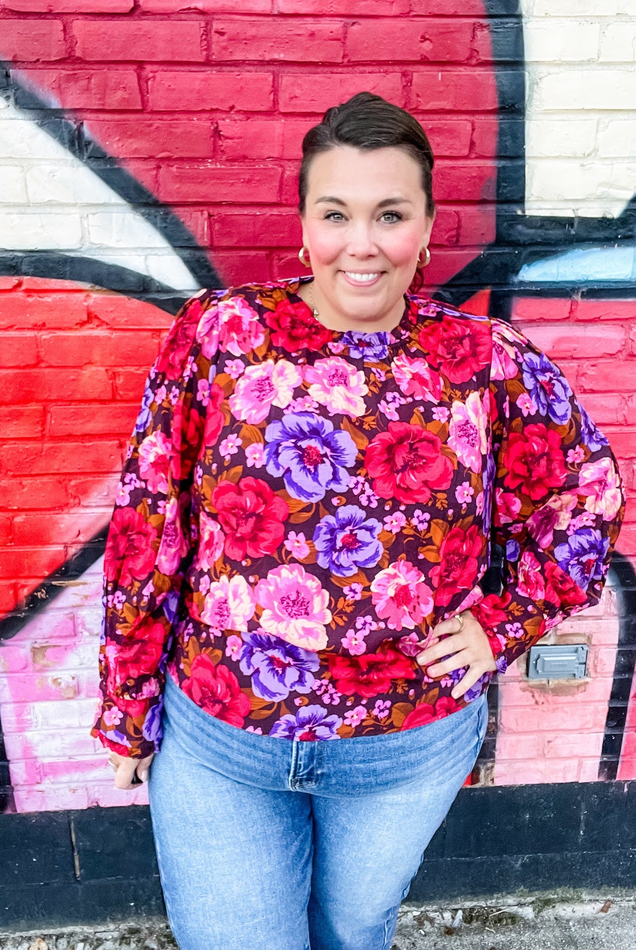 Petal Cascade Chiffon Blouse (S-3XL)-110 Long Sleeve-Oddi-Hello Friends Boutique-Woman's Fashion Boutique Located in Traverse City, MI