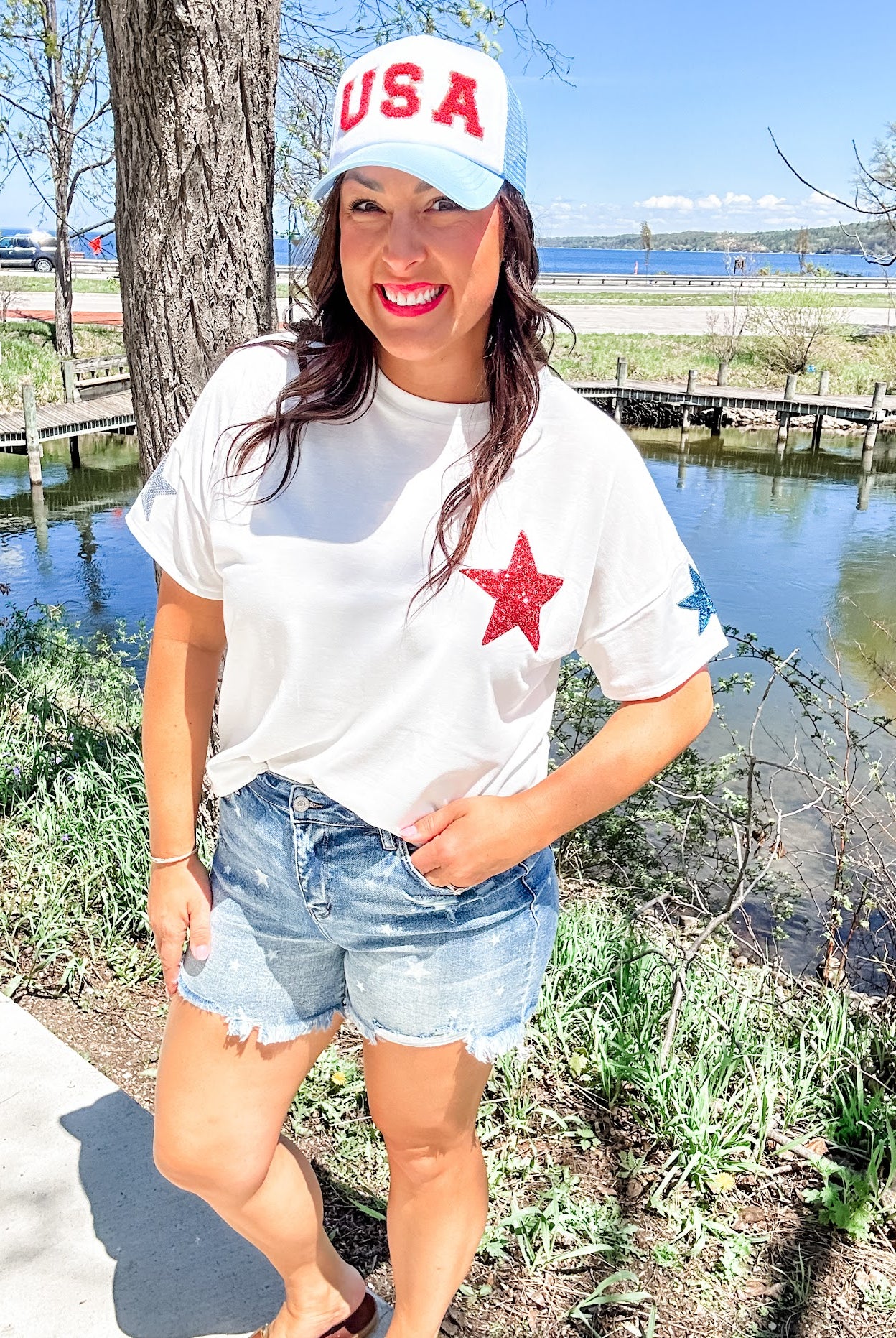 Born In The USA Top (S-3XL)-100 Short Sleeve-Sew In Love-Hello Friends Boutique-Woman's Fashion Boutique Located in Traverse City, MI