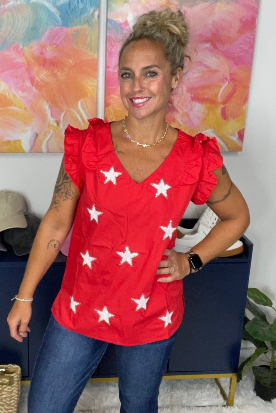 Feels Like Freedom Top (S-XL)-100 Short Sleeve-BIBI-Hello Friends Boutique-Woman's Fashion Boutique Located in Traverse City, MI
