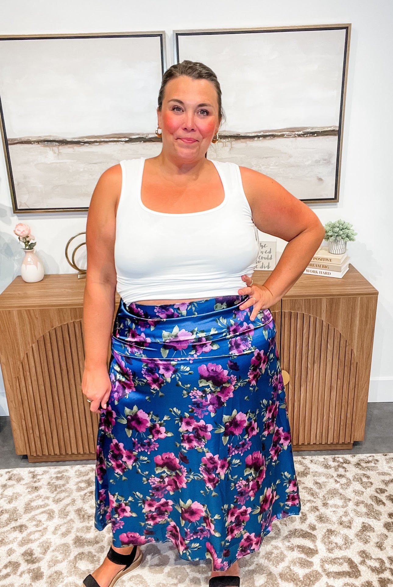 Petal Poetry Satin Midi Skirt (S-3XL)-230 Other Bottoms-Sew In Love-Hello Friends Boutique-Woman's Fashion Boutique Located in Traverse City, MI