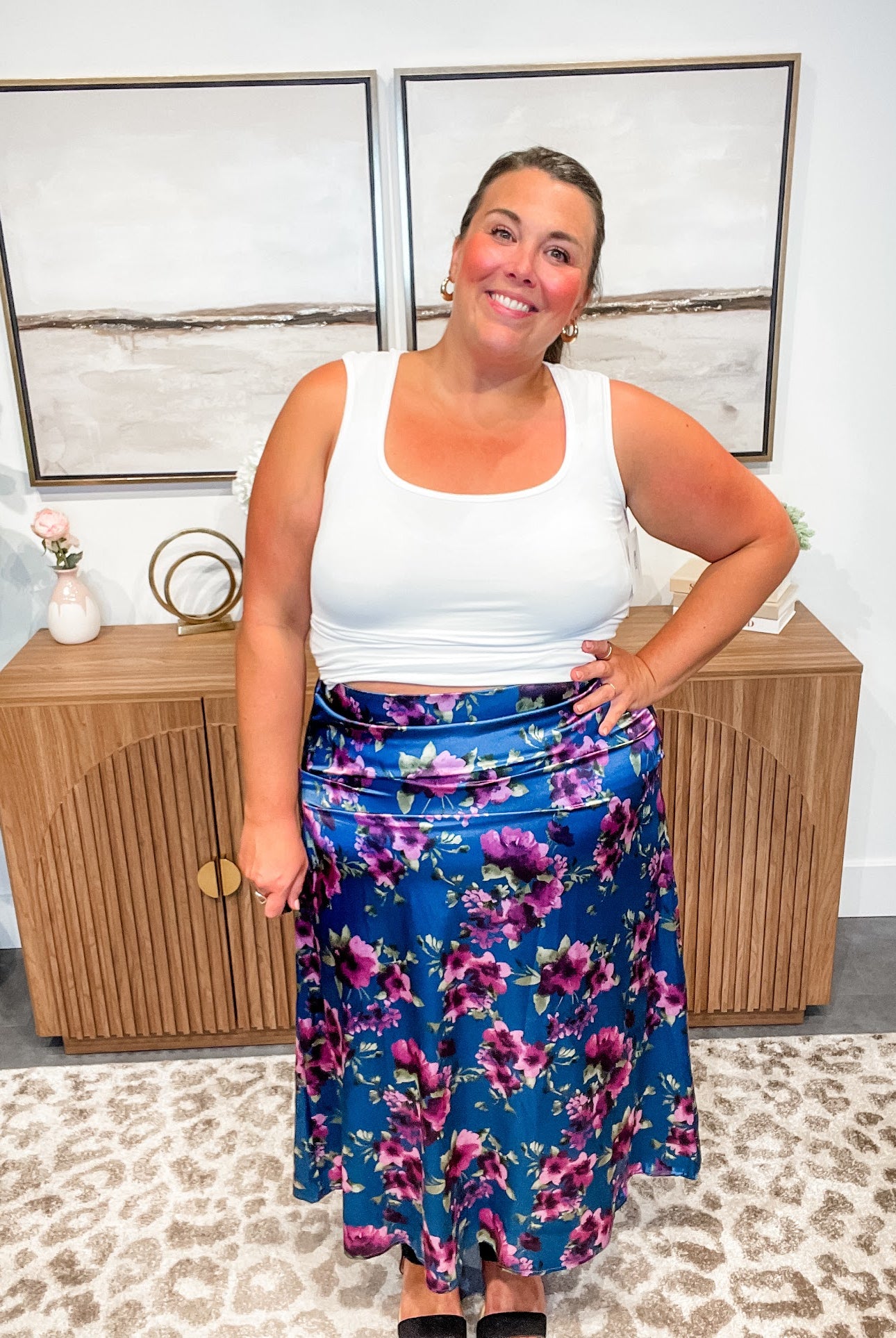 Petal Poetry Satin Midi Skirt (S-3XL)-230 Other Bottoms-Sew In Love-Hello Friends Boutique-Woman's Fashion Boutique Located in Traverse City, MI