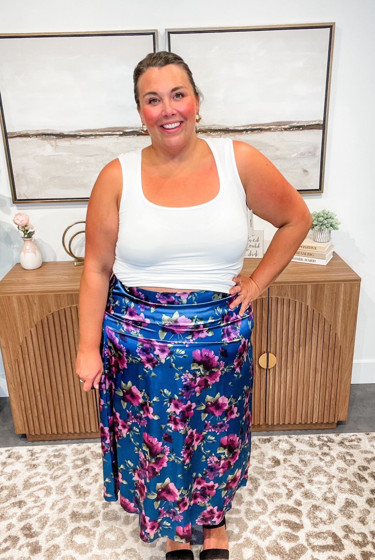 Petal Poetry Satin Midi Skirt (S-3XL)-230 Other Bottoms-Sew In Love-Hello Friends Boutique-Woman's Fashion Boutique Located in Traverse City, MI