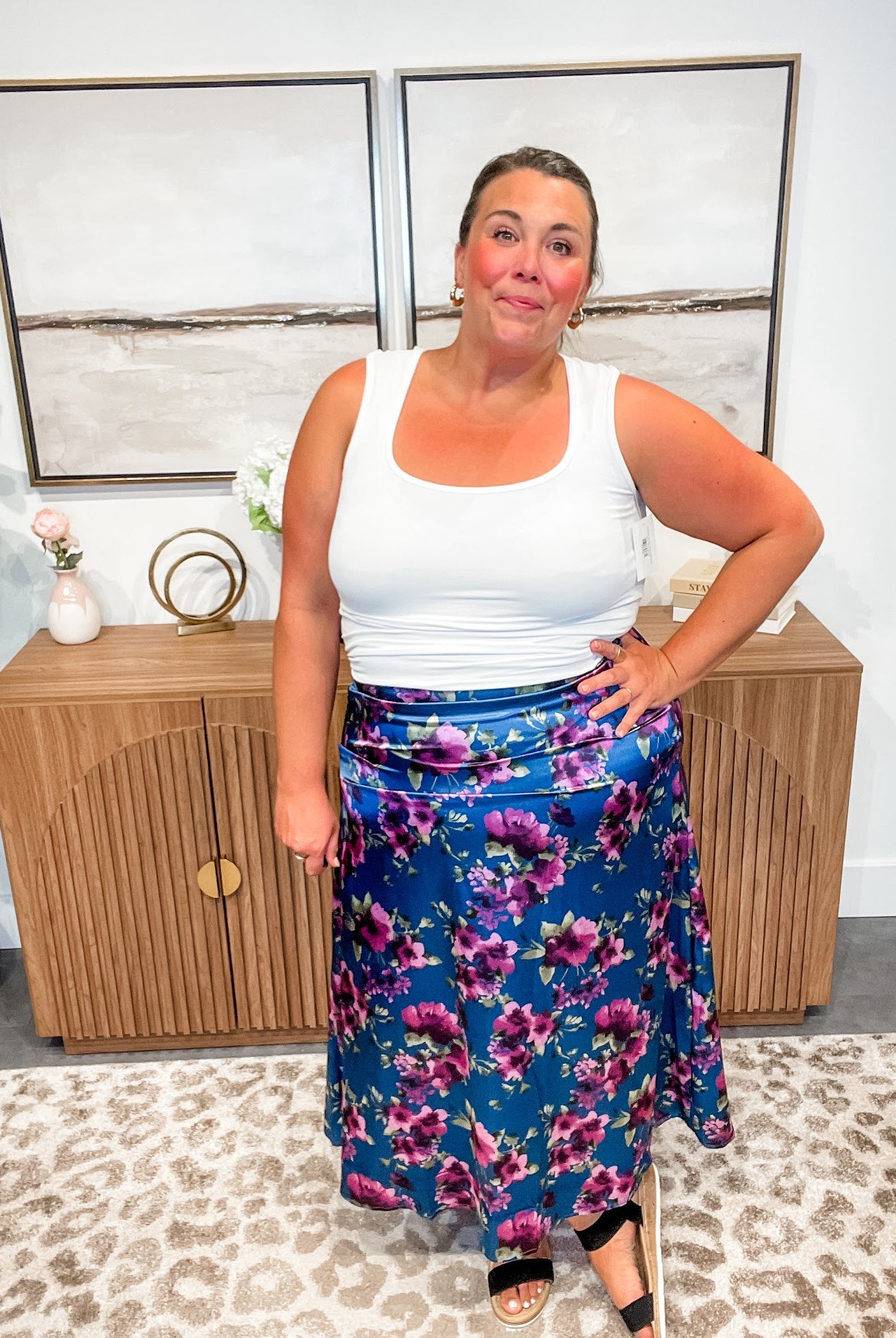 Petal Poetry Satin Midi Skirt (S-3XL)-230 Other Bottoms-Sew In Love-Hello Friends Boutique-Woman's Fashion Boutique Located in Traverse City, MI