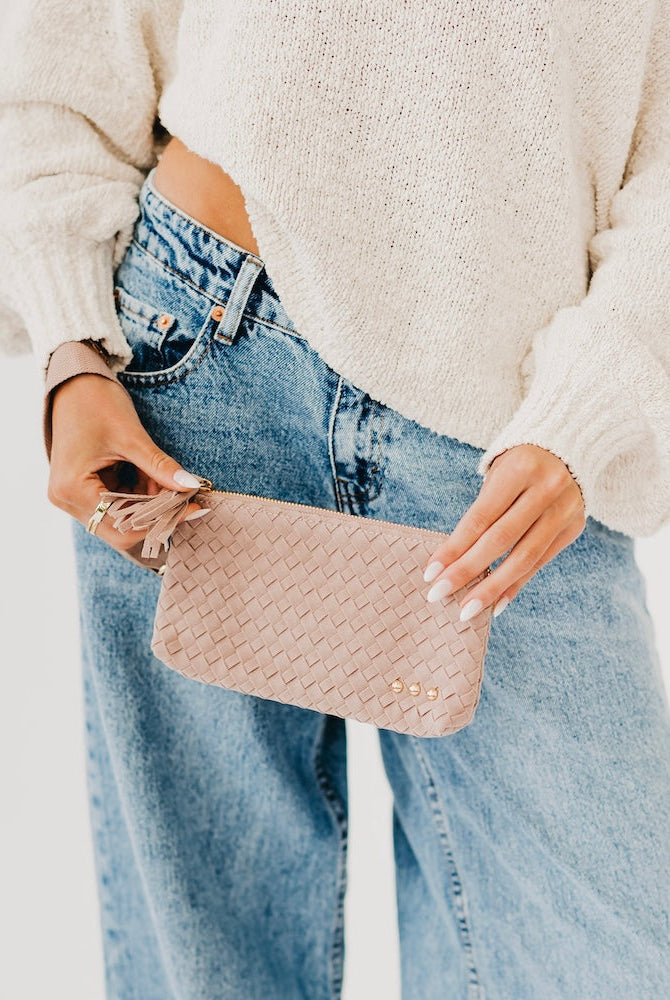 Suede Emma Woven Clutch Wristlet-Wristlet-Pretty Simple