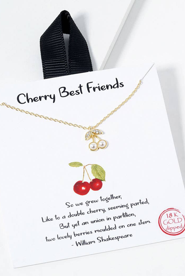 Gold-Dipped Cherry Charm Necklace-240 Jewelry-Fashion City-Hello Friends Boutique-Woman's Fashion Boutique Located in Traverse City, MI