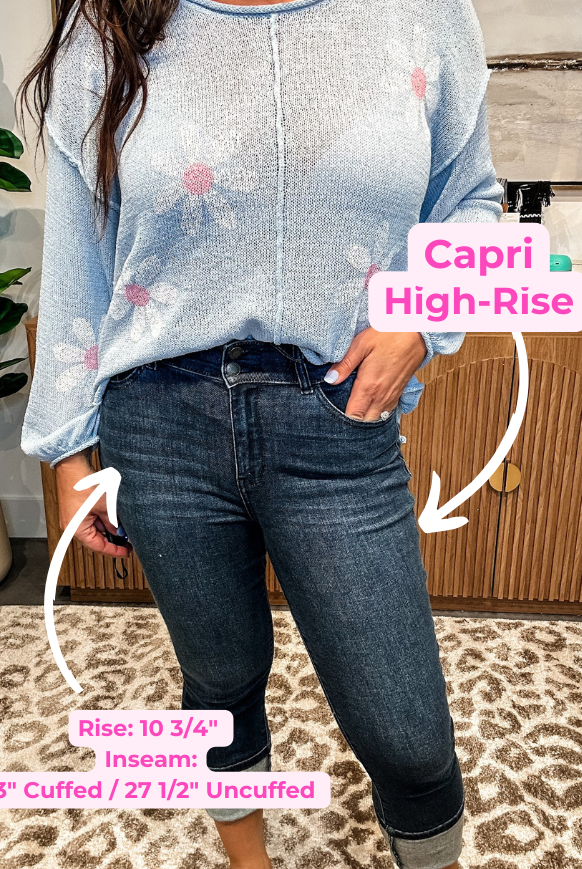 In The Meadows High Waist Capri Denim (0-24W)-200 Denim-Judy Blue-Hello Friends Boutique-Woman's Fashion Boutique Located in Traverse City, MI