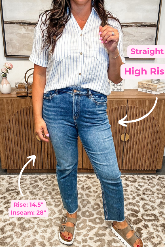 You've Got Me High Rise Straight Denim (24-32)-200 Denim-Mica Denim-Hello Friends Boutique-Woman's Fashion Boutique Located in Traverse City, MI
