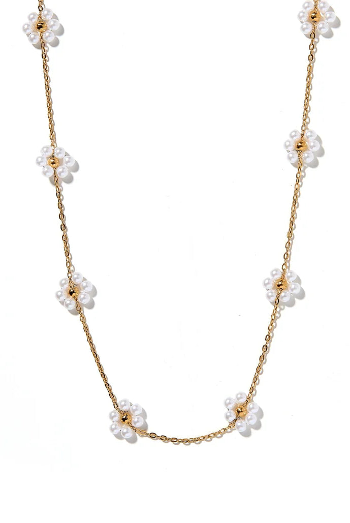 Necklace - Gracie Flower Pearl-230 Jewelry-Linny Co-Hello Friends Boutique-Woman's Fashion Boutique Located in Traverse City, MI