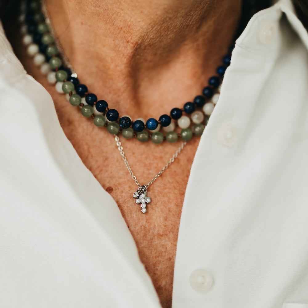 Petite Double Cross Necklace - WATERPROOF-Necklace-Pretty Simple