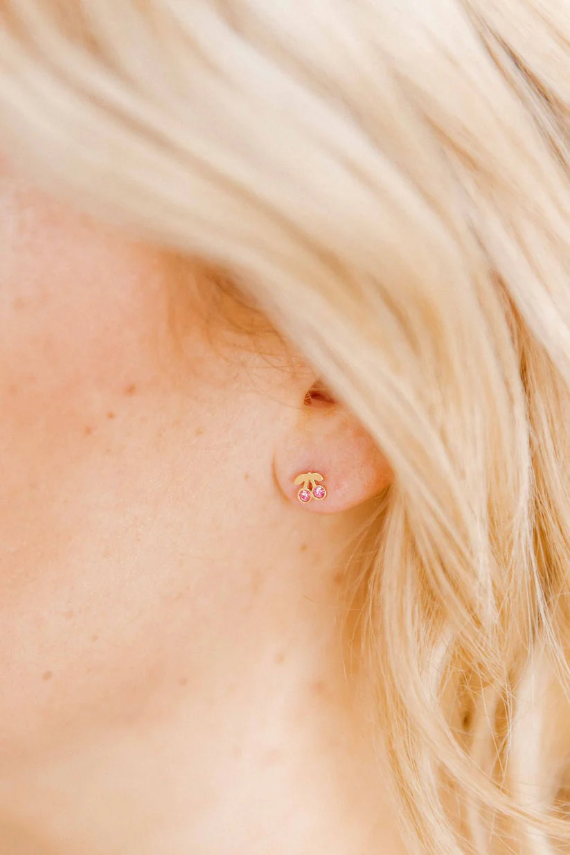 Screwback Stud Earrings - Pink Cherry-230 Jewelry-Linny Co-Hello Friends Boutique-Woman's Fashion Boutique Located in Traverse City, MI