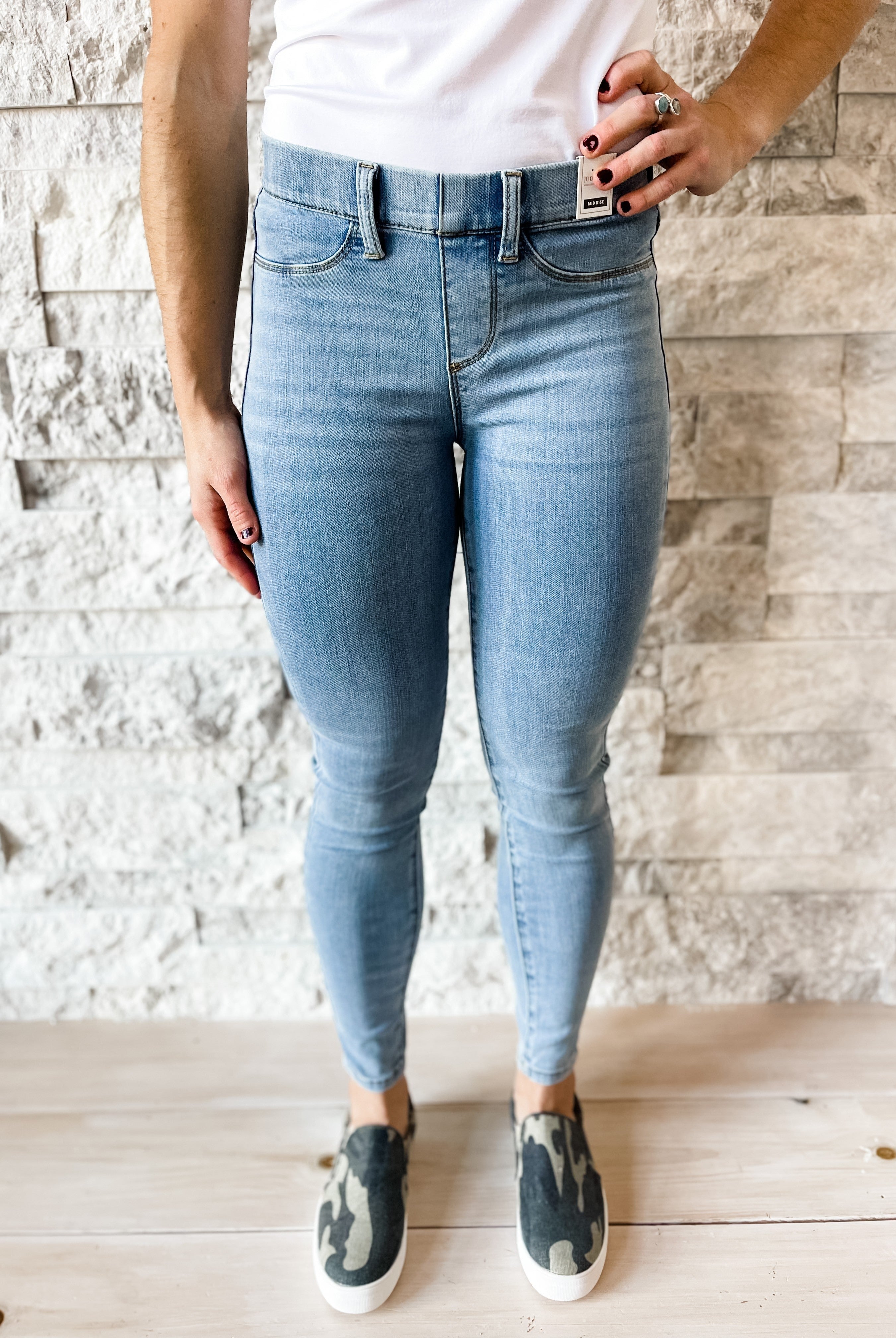 Judy Blue Mid-Rise Pull On Skinny Jeggings-200 Denim-Judy Blue-Hello Friends Boutique-Woman's Fashion Boutique Located in Traverse City, MI