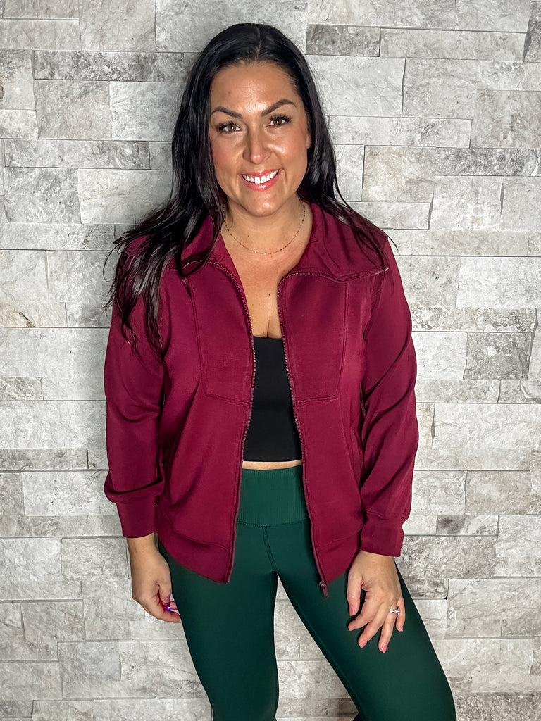 Take A Beat Jacket in Wine (S-3XL)-170 Jackets-Rae Mode-Hello Friends Boutique-Woman's Fashion Boutique Located in Traverse City, MI