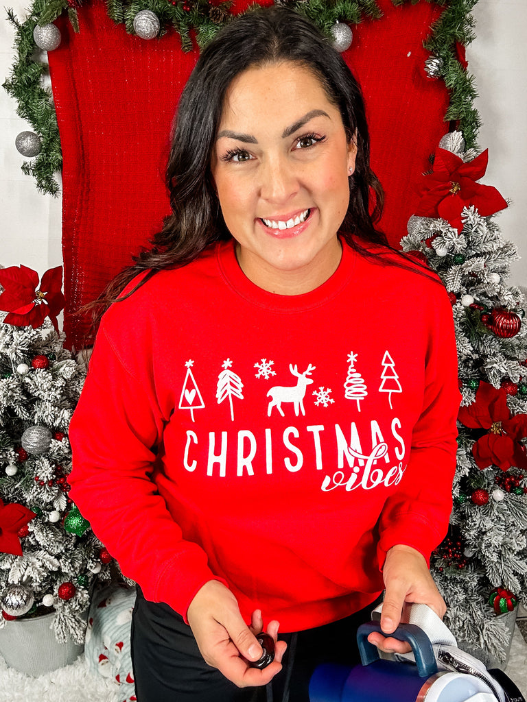 Christmas Vibes Sweatshirt (S-3XL)-130 Graphic Tees-Imperial Apparel-Hello Friends Boutique-Woman's Fashion Boutique Located in Traverse City, MI