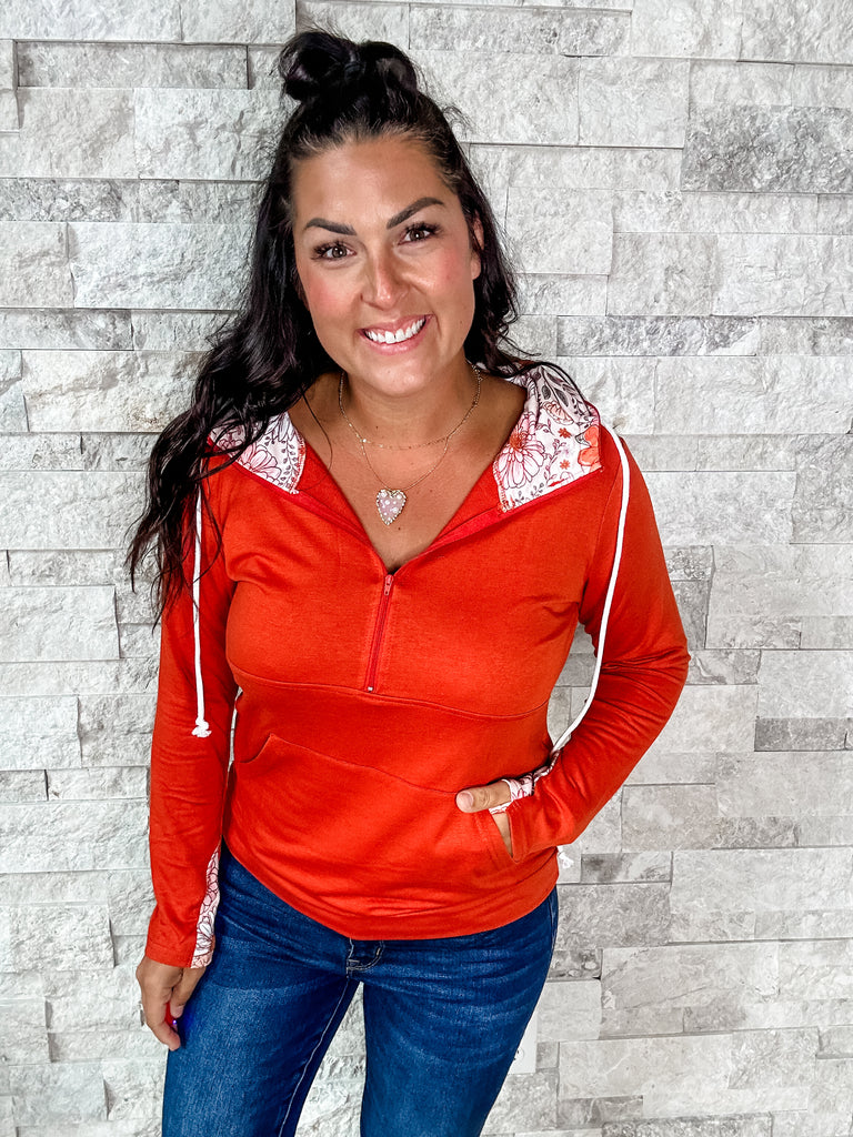 Audre Fall Hoodie in Rust Boho (S-3XL)-150 Sweatshirts/Hoodies-Shirley & Stone-Hello Friends Boutique-Woman's Fashion Boutique Located in Traverse City, MI