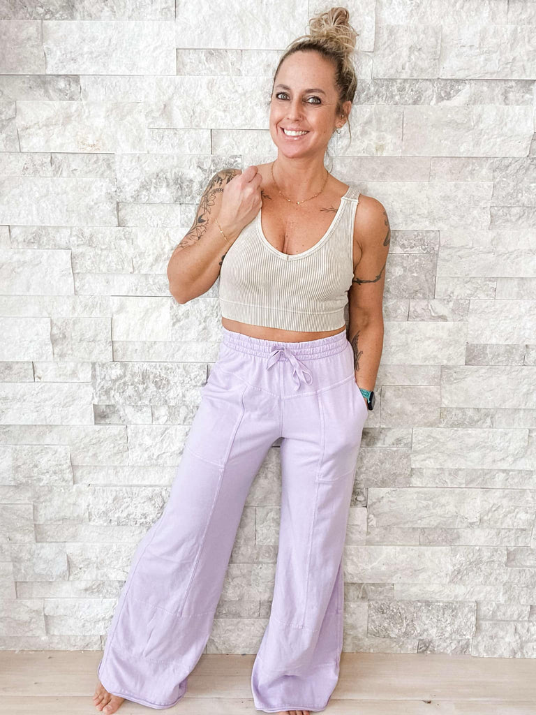 That's How I Get By Bottoms in Lilac (S-3XL)-230 Other Bottoms-Rae Mode-Hello Friends Boutique-Woman's Fashion Boutique Located in Traverse City, MI