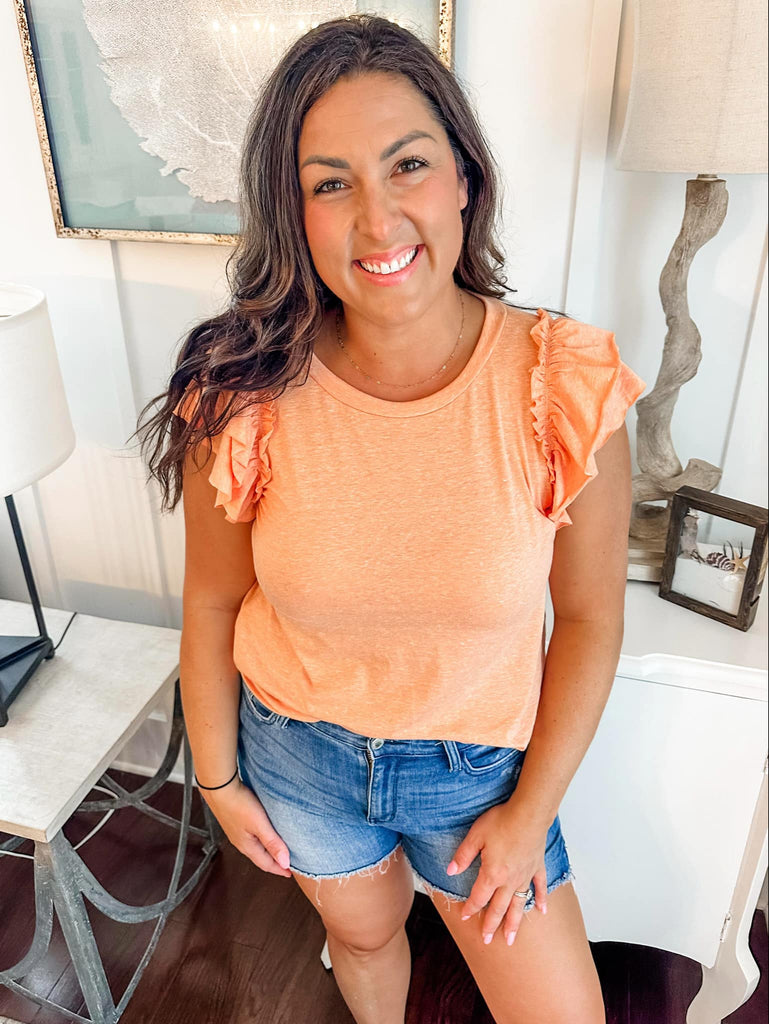 Sunset Ruffle Sleeve Top (S-3XL)-100 Short Sleeve-Sew In Love-Hello Friends Boutique-Woman's Fashion Boutique Located in Traverse City, MI