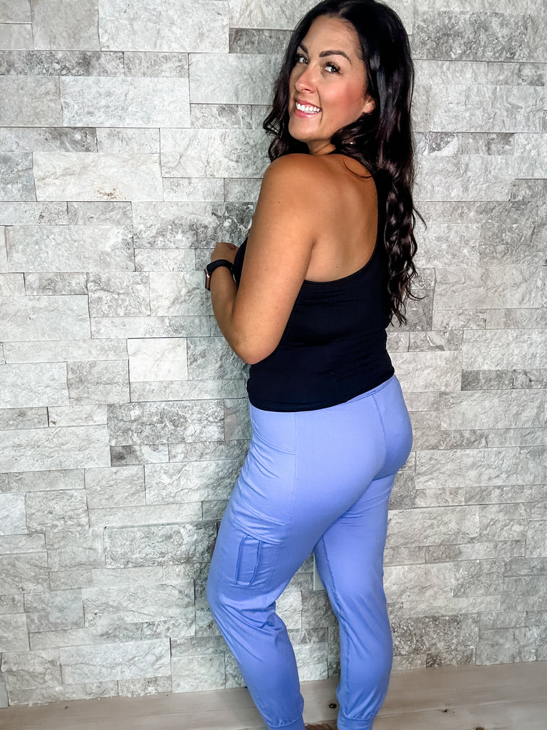 Go The Extra Mile Joggers in Blue Hyacinth (S-3XL)-210 Leggings/Joggers-Rae Mode-Hello Friends Boutique-Woman's Fashion Boutique Located in Traverse City, MI