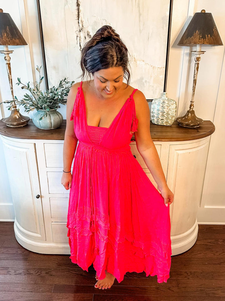 *Flash Deal* Fuchsia Tiered Ruffle Maxi Dress (S-3XL)-180 Dresses-Sew In Love-Hello Friends Boutique-Woman's Fashion Boutique Located in Traverse City, MI