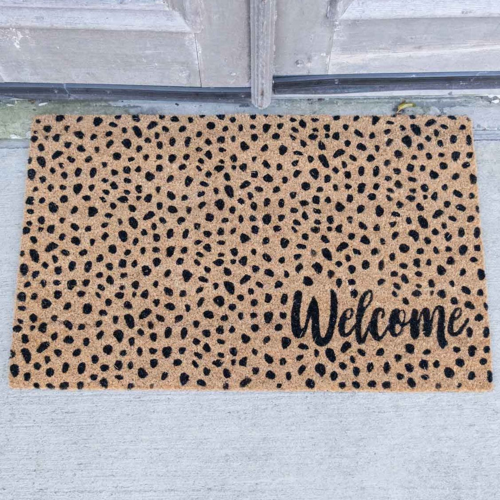 Welcome Cheetah Doormat 30x18-300 Treats/Gift-faire - The Royal Standard-Hello Friends Boutique-Woman's Fashion Boutique Located in Traverse City, MI