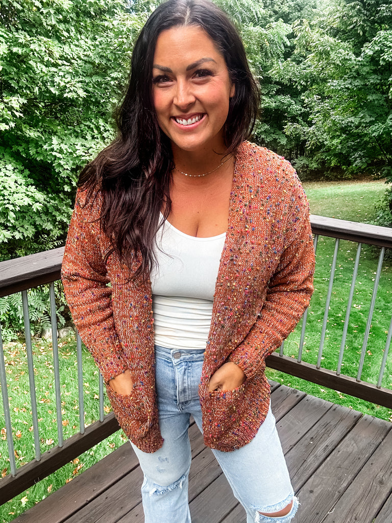 The Miley Cardigan in Cinnamon Brown (OS-Plus)-160 Cardigans/Kimonos-Blakeley-Hello Friends Boutique-Woman's Fashion Boutique Located in Traverse City, MI