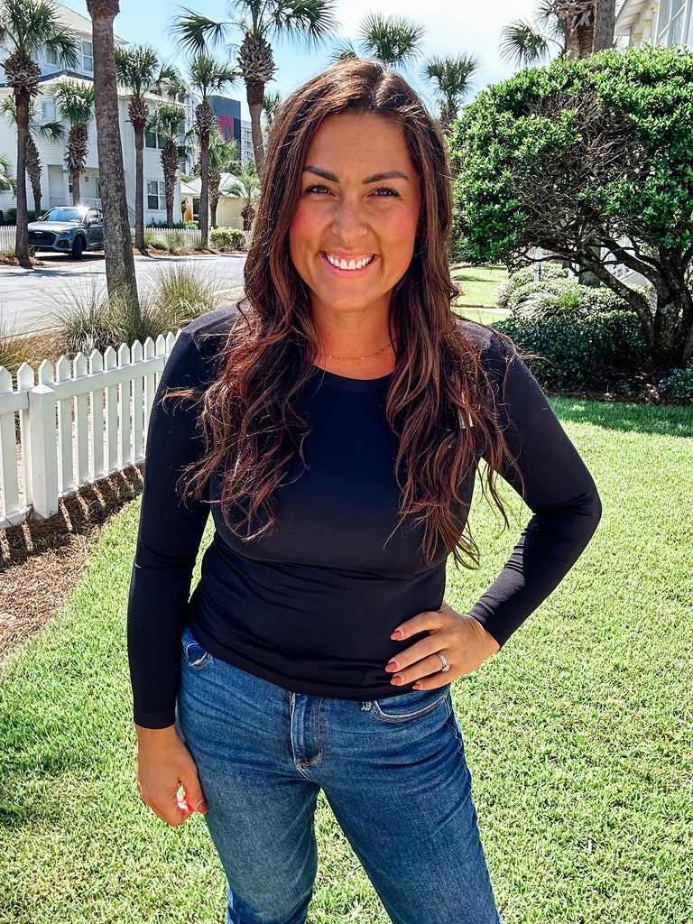 Seamless Long Sleeve (OS-Plus)-110 Long Sleeves-Yelete-Hello Friends Boutique-Woman's Fashion Boutique Located in Traverse City, MI