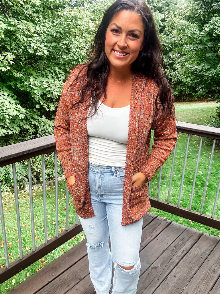 The Miley Cardigan in Cinnamon Brown (OS-Plus)-160 Cardigans/Kimonos-Blakeley-Hello Friends Boutique-Woman's Fashion Boutique Located in Traverse City, MI