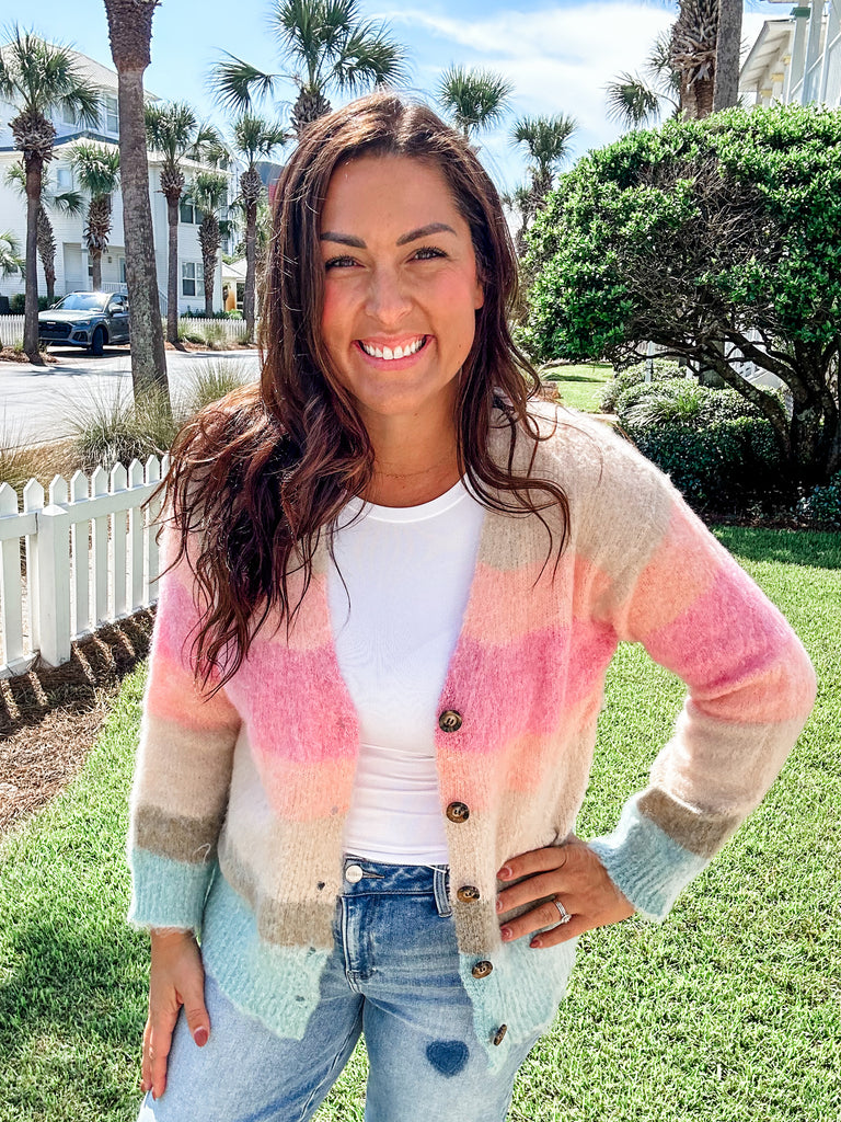 My Striped Beauty Cardigan (S-L)-160 Cardigans/Kimonos-POL-Hello Friends Boutique-Woman's Fashion Boutique Located in Traverse City, MI
