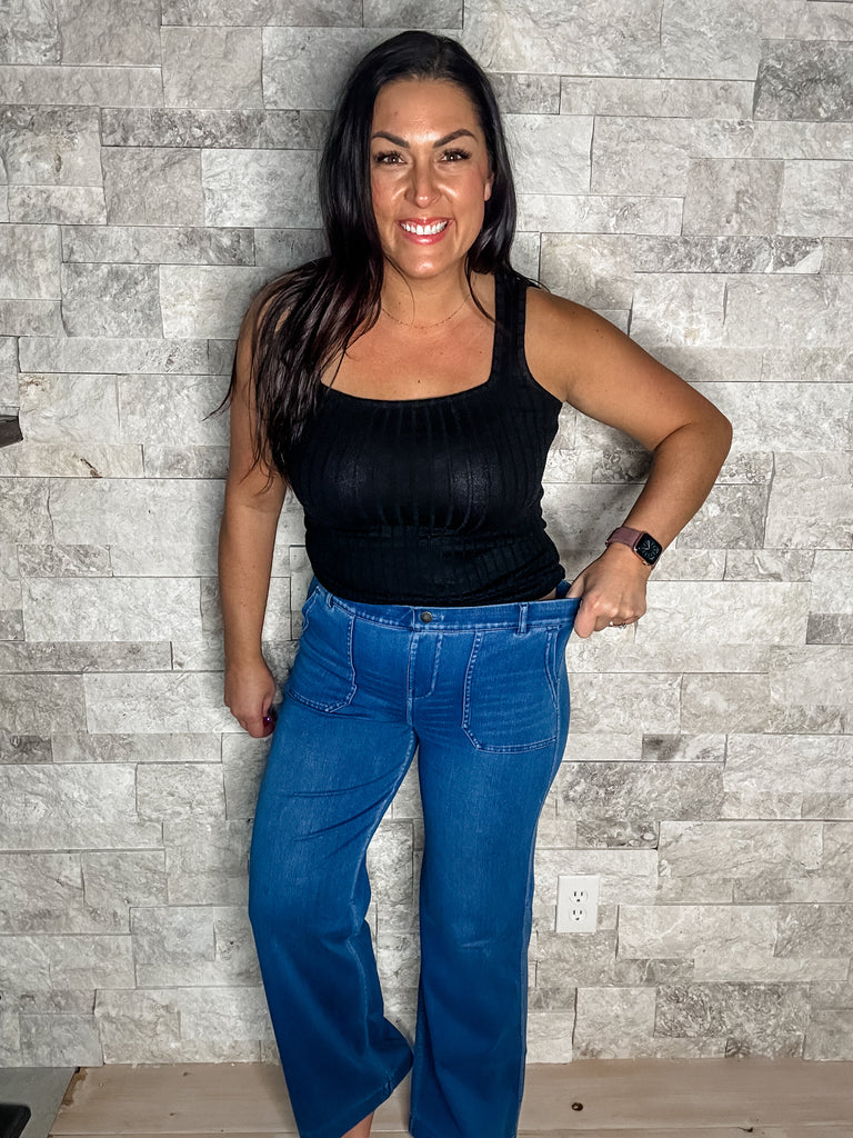 Wake Up With You Bottoms in Lt Denim (S-3XL)-230 Other Bottoms-Rae Mode-Hello Friends Boutique-Woman's Fashion Boutique Located in Traverse City, MI