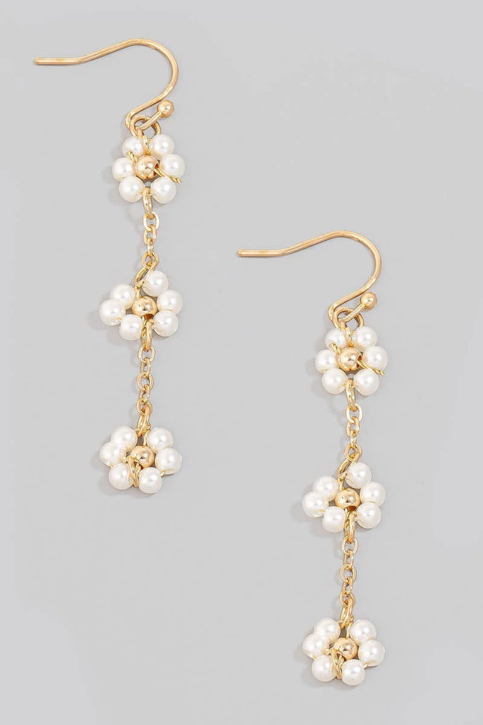 Pearl Flower Dangle Earrings-240 Jewelry-THE LOOKS BY FAME ACCESSORIES-Hello Friends Boutique-Woman's Fashion Boutique Located in Traverse City, MI