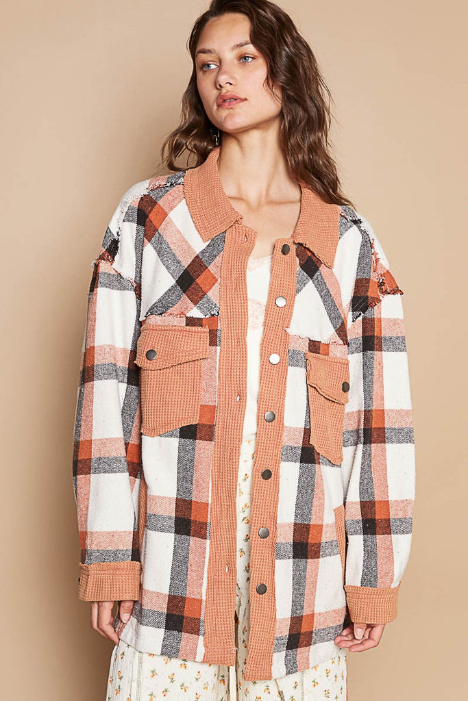 Oversized Plaid Self Tie Jacket (S-L)-170 Jackets-POL-Hello Friends Boutique-Woman's Fashion Boutique Located in Traverse City, MI