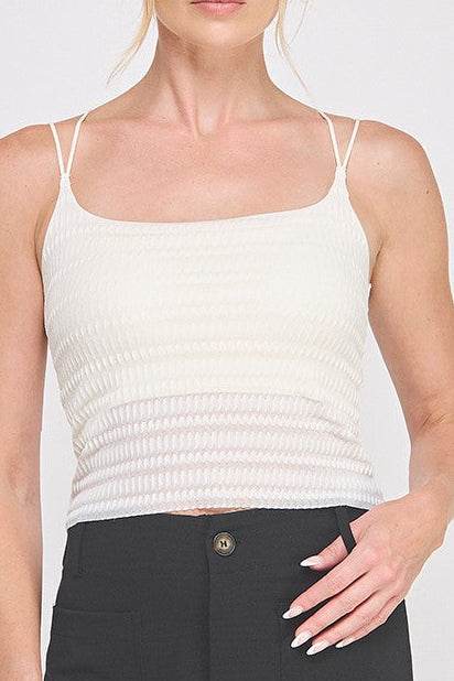 Zig & Glow Textured Bralette Cami in Off White (OS)-120 Sleeveless-POL-Hello Friends Boutique-Woman's Fashion Boutique Located in Traverse City, MI