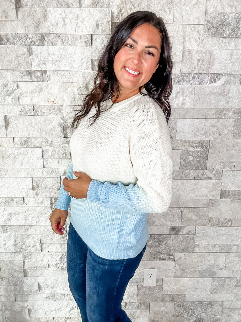 Ombre Crewneck Top (S-3XL)-110 Long Sleeve-Sew In Love-Hello Friends Boutique-Woman's Fashion Boutique Located in Traverse City, MI