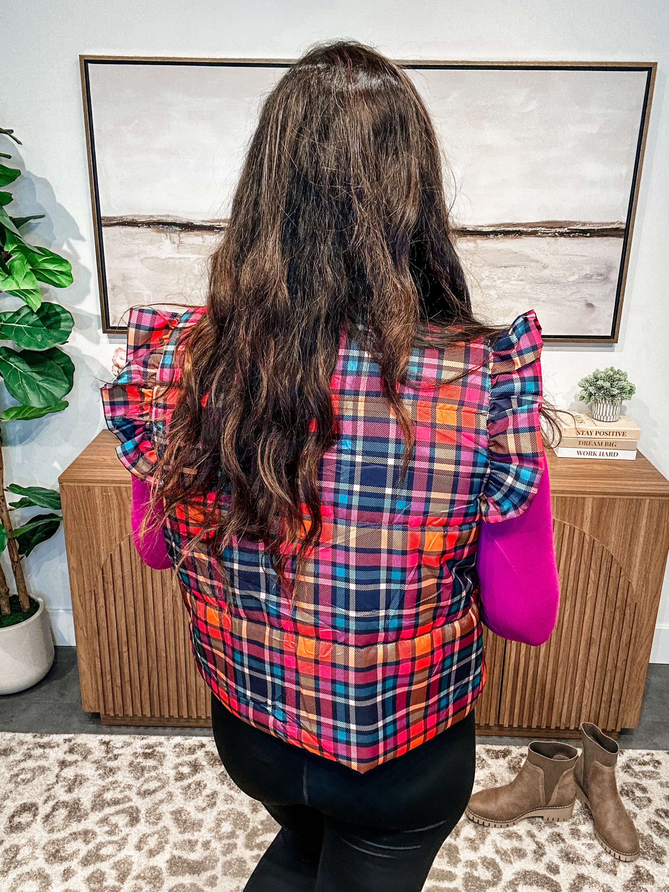 Patterned in Plaid Puffer Vest (S-2XL)-120 Sleeveless-Jess Lea Wholesale-Hello Friends Boutique-Woman's Fashion Boutique Located in Traverse City, MI