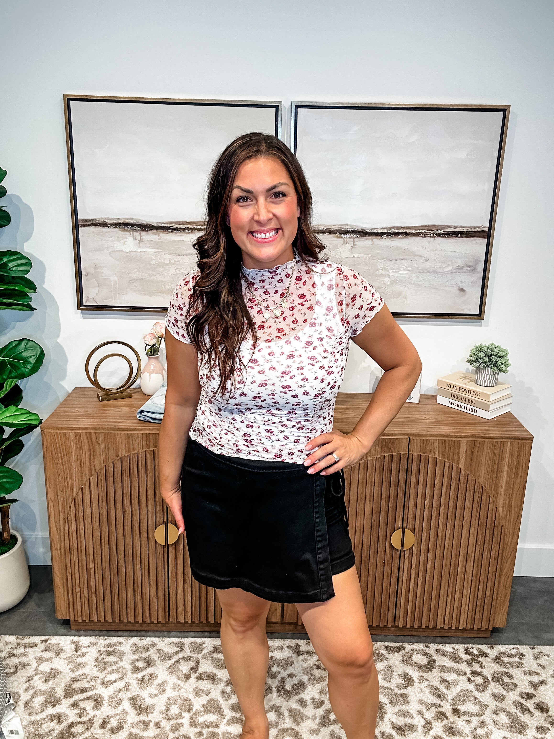 Whimsy Bloom Mesh Top (S-L)-100 Short Sleeve-KORI-Hello Friends Boutique-Woman's Fashion Boutique Located in Traverse City, MI
