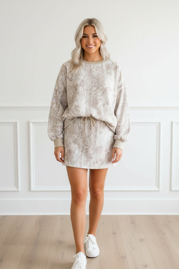 CAMO TOP AND SKIRT SET - KHAKI CAMO