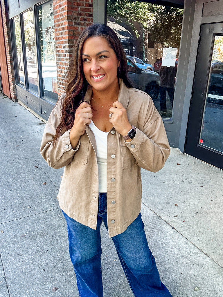 The Side Step Denim Jacket (S-XL)-170 Jackets-RISEN-Hello Friends Boutique-Woman's Fashion Boutique Located in Traverse City, MI