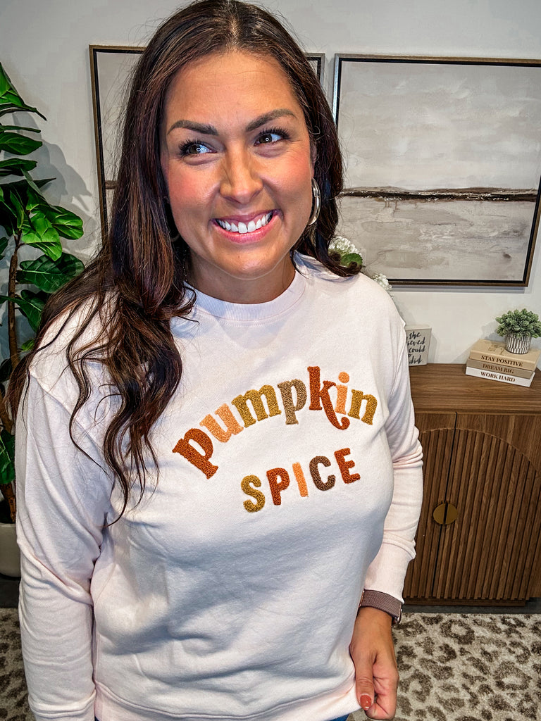 Pumpkin Spice Sweatshirt (S-XL)-130 Graphic Tees-Shiraleah-Hello Friends Boutique-Woman's Fashion Boutique Located in Traverse City, MI