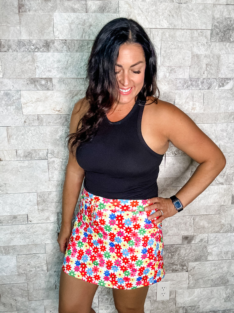 Bright Blooms Skort (S-3XL)-220 Shorts/Skirts/Skorts-Jess Lea Wholesale-Hello Friends Boutique-Woman's Fashion Boutique Located in Traverse City, MI