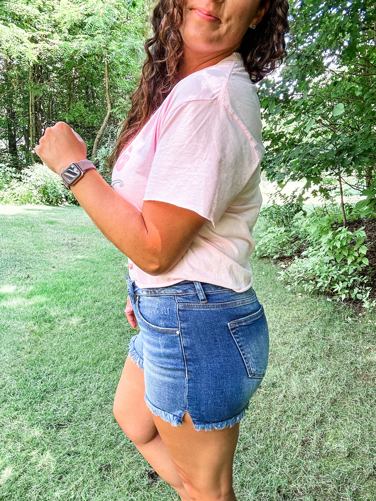 Rebel Rise Frayed Shorts (S-3XL)-220 Shorts/Skirts/Skorts-RISEN-Hello Friends Boutique-Woman's Fashion Boutique Located in Traverse City, MI